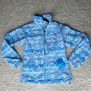 🆕 NWT Columbia blue, purple & white pattern full zip jacket in size small